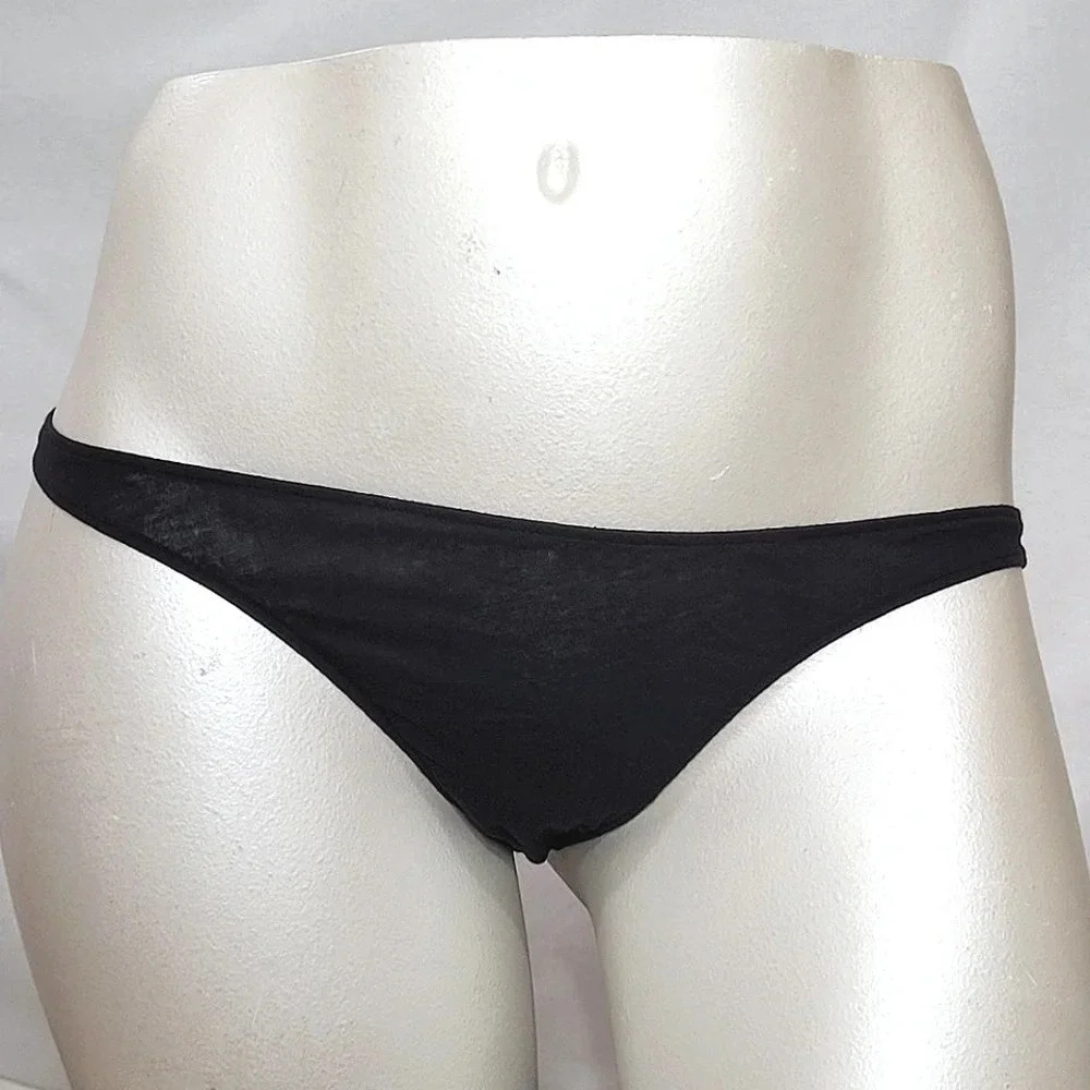 Only Hearts 51163 Organic Cotton Basic Thong Black NWT New with‎ Tags  D